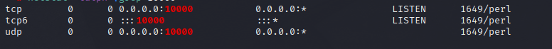 netstat -tulpen |grep 10000